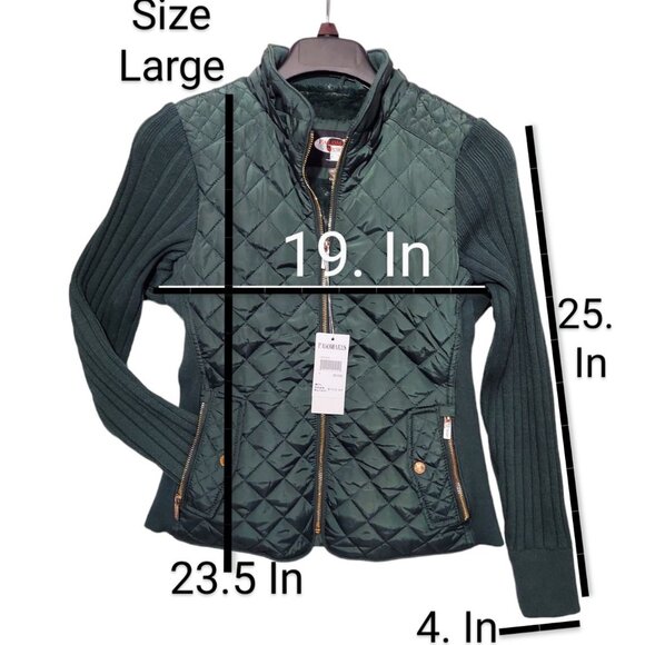 Palomares Sports Quilted Jacket Womens Green Stretch Side Winter Coat Warm New - Picture 10 of 16